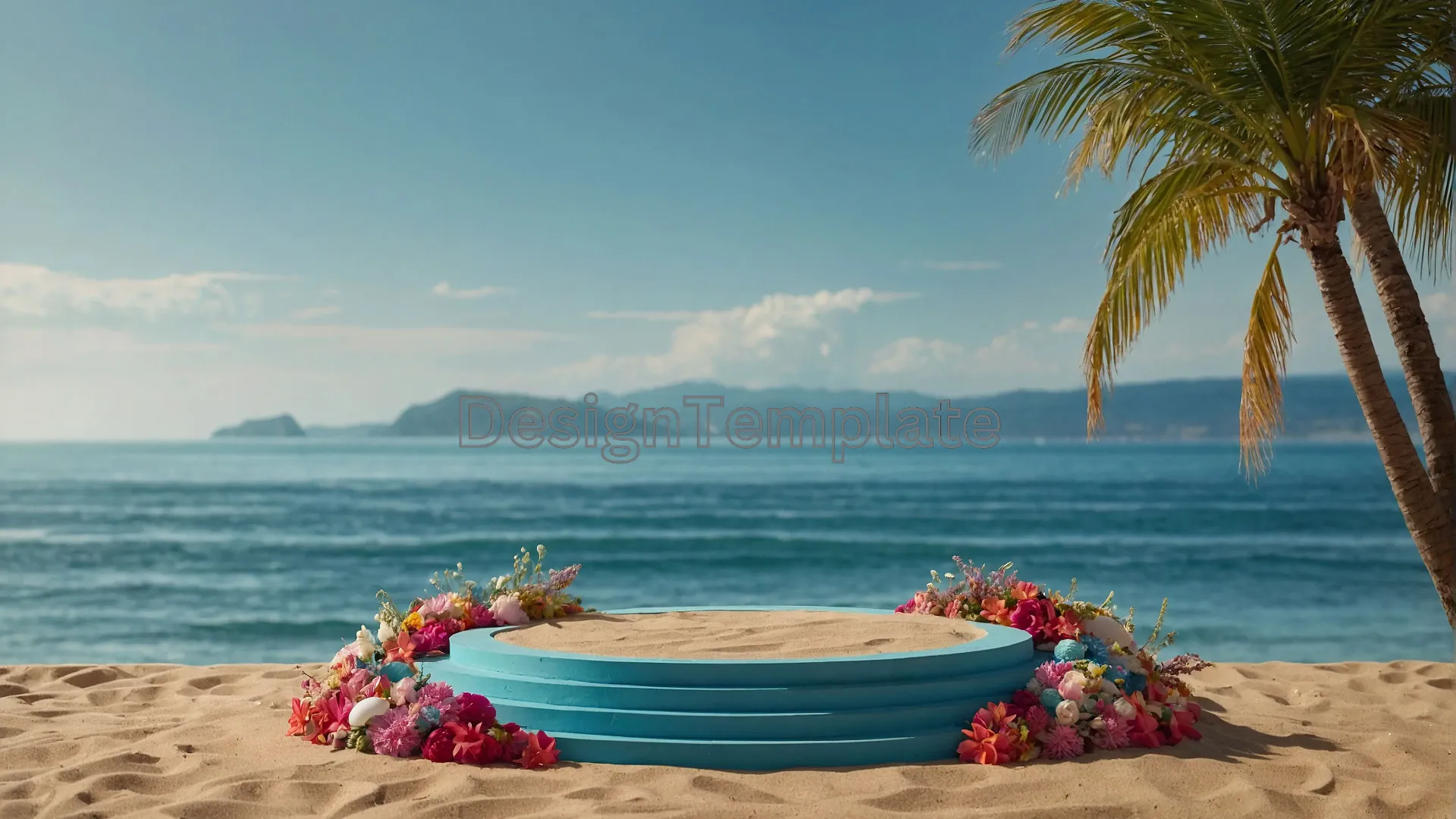 Dynamic Photo Featuring a 3D Circle Podium in Fresh Colors for Summer Sale